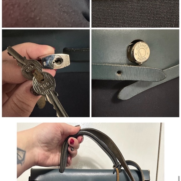 Hermes Vintage Navy Blue Canvas and Leather Herbag circa 1999 PM authenticated - Picture 8 of 10